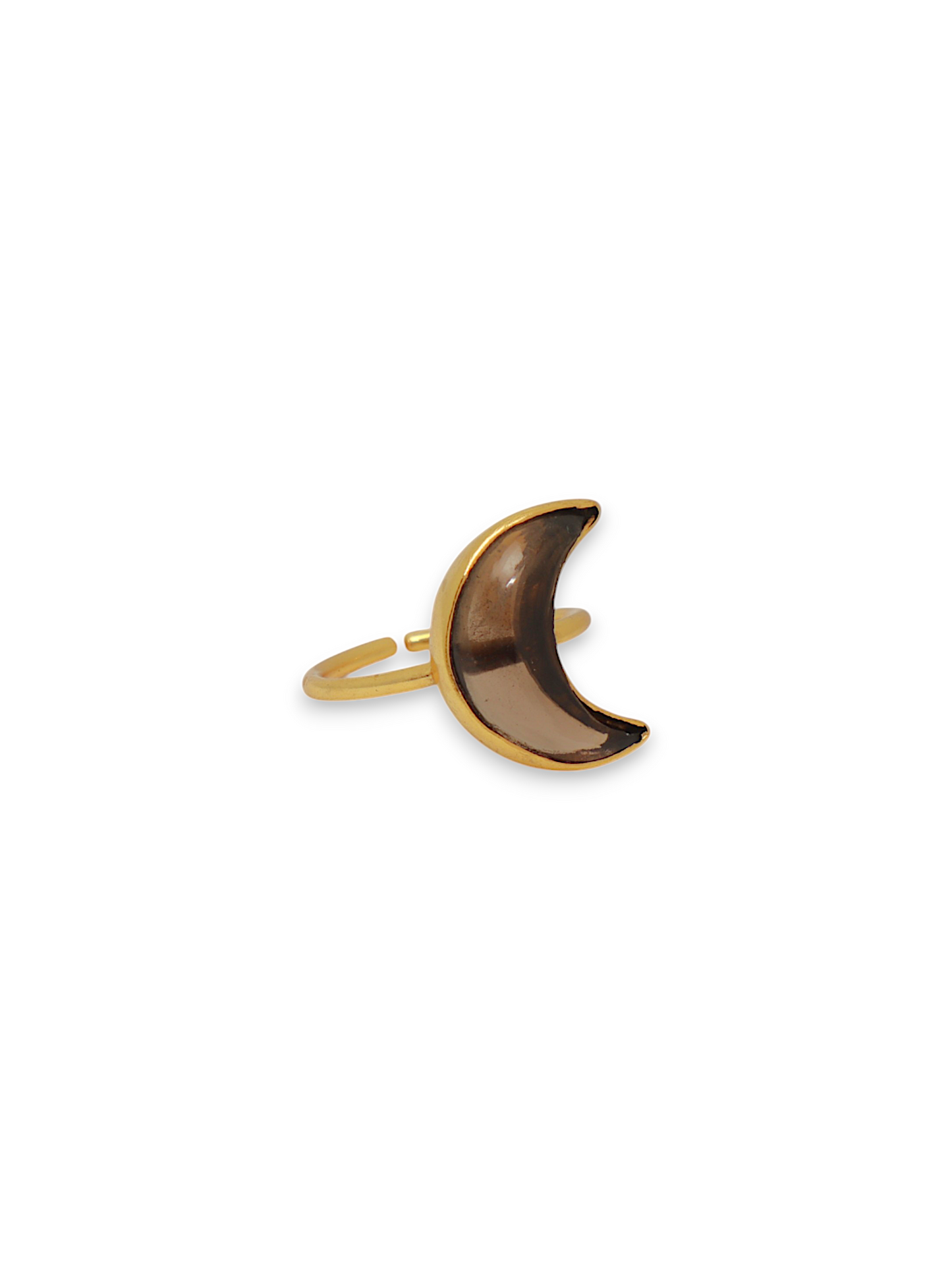 chandra - Smoky Quartz Luna Ring
