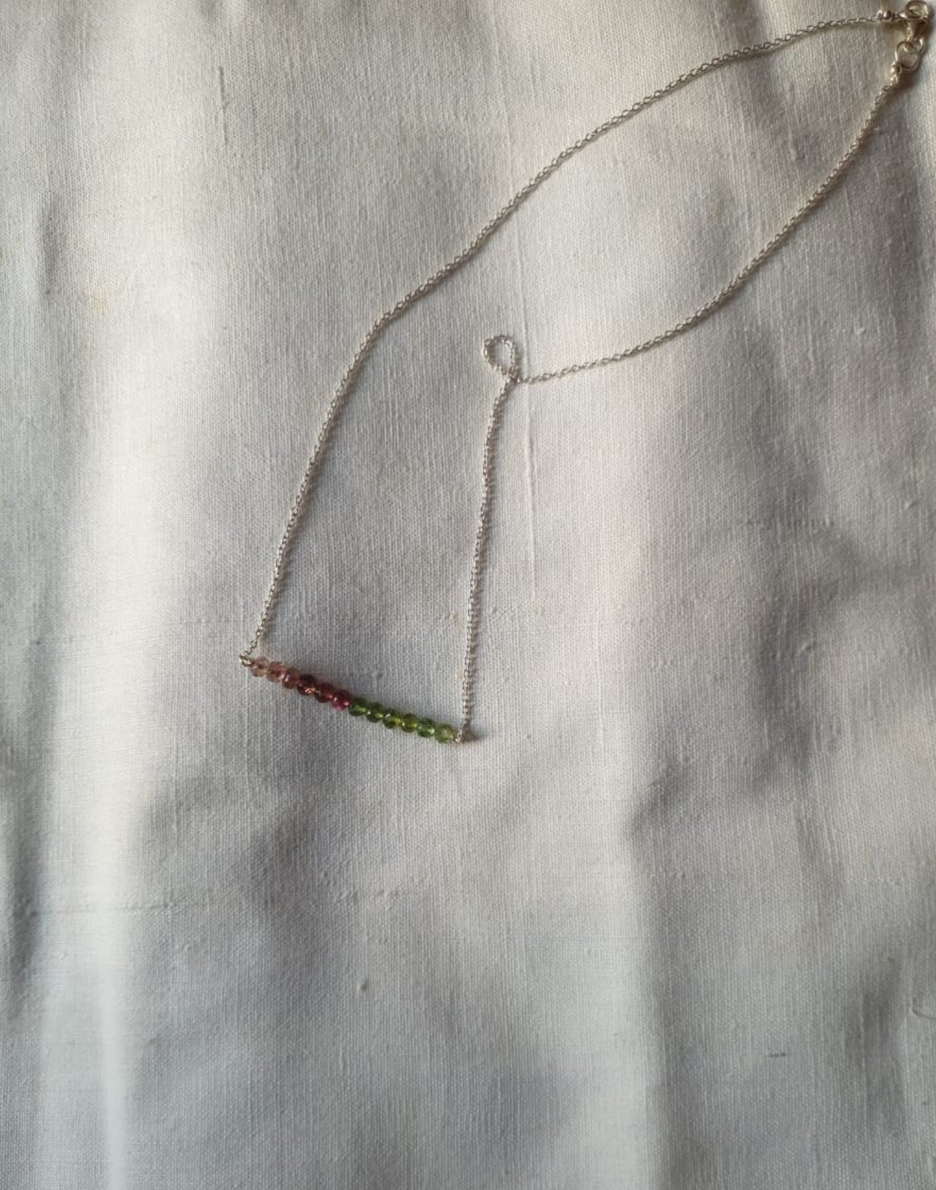 antilae - Pink Green Tourmaline Bar Pendant