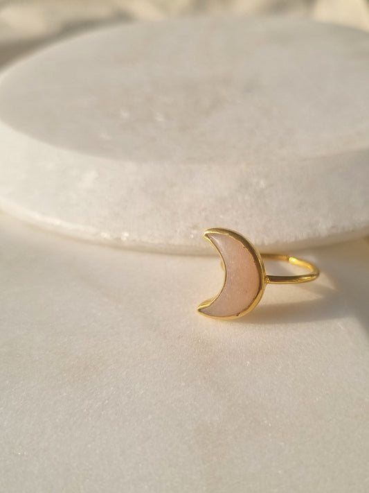 chandra - Peach Moonstone Luna Ring