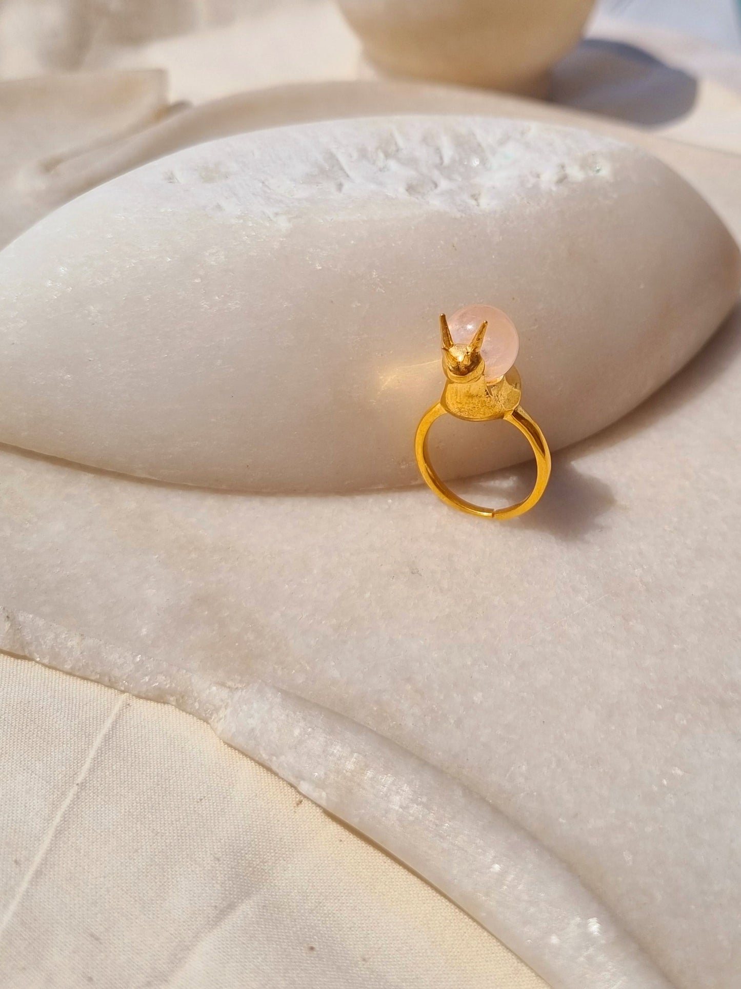snail - Rose Quartz Ring