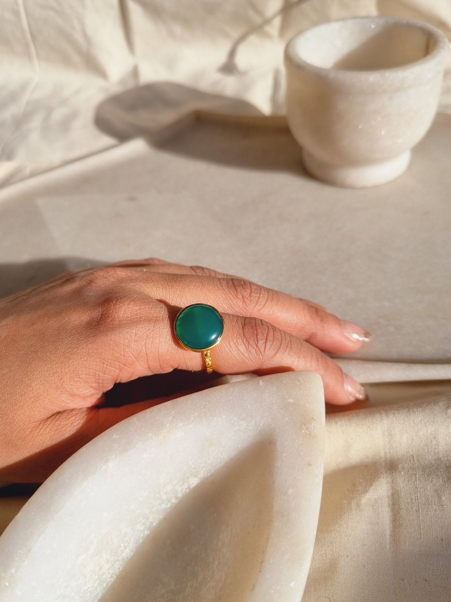 surya - Green Onyx Sun Ring