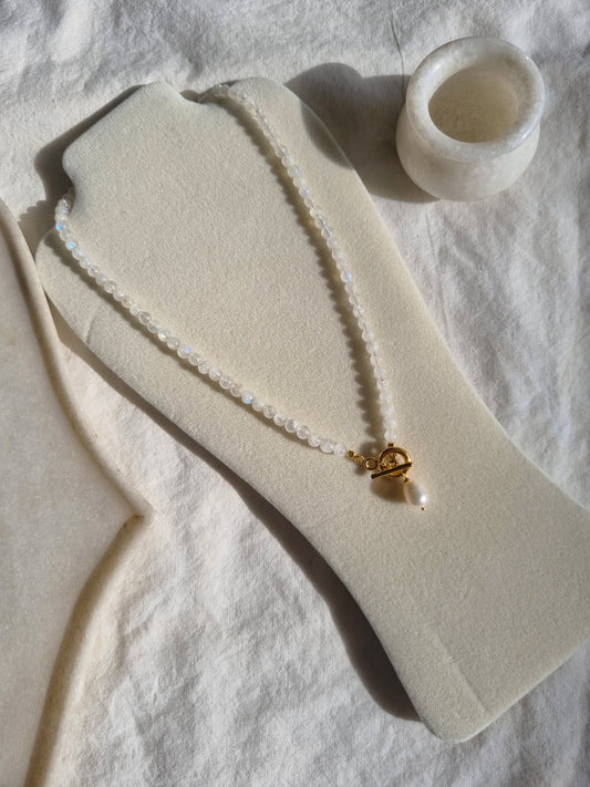 vitika- Rainbow Moonstone Ball Toggle Necklace
