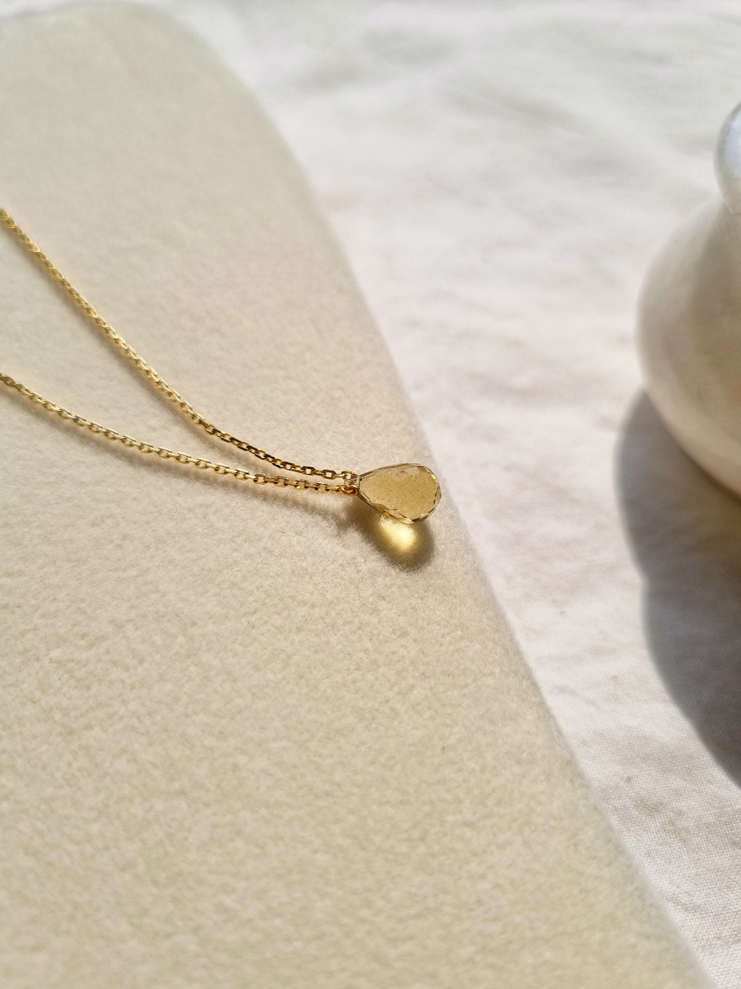 visno - Whisky Quartz Tear shaped Drop Pendant