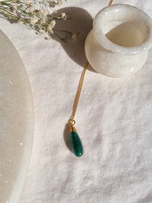 arkar - Green Aventurine Long Teardrop Pendant