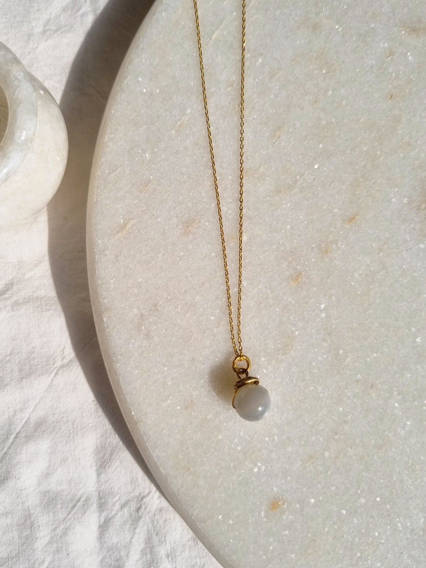 bija - Grey Moonstone Round Pendant