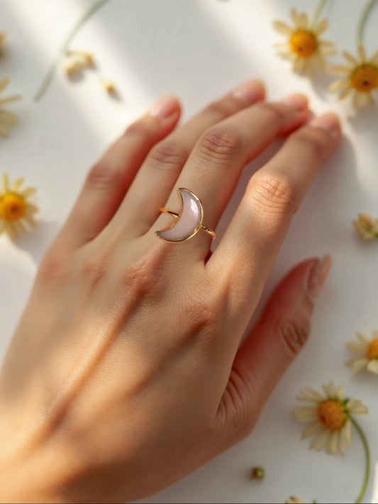 chandra - Peach Moonstone Luna Ring