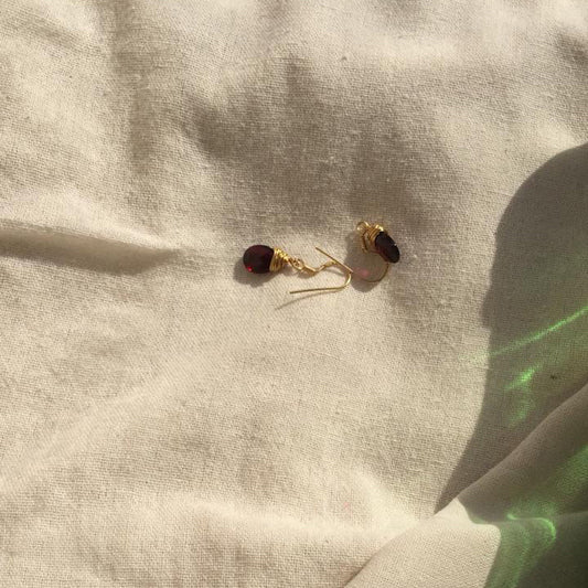 Garnet wire wrapped earrings