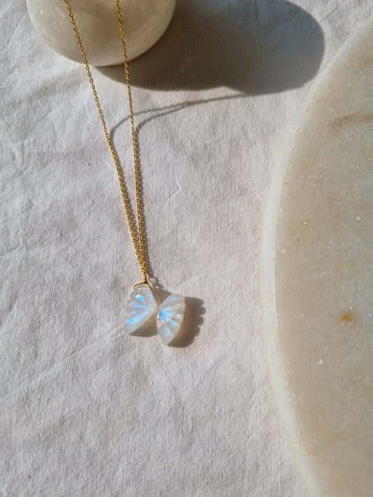 avah - Rainbow Moonstone Butterfly Pendant