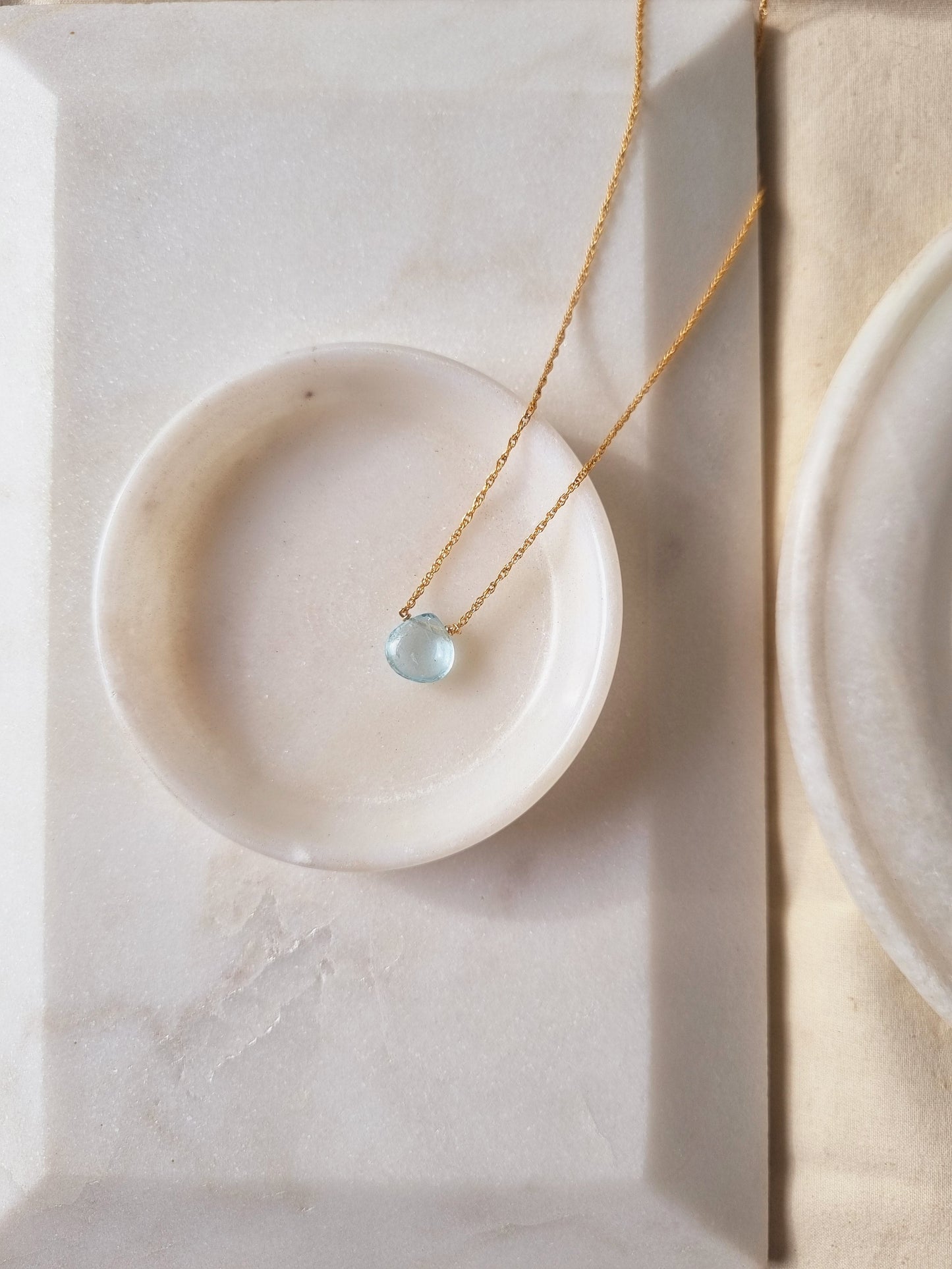 sete - Blue Aquamarine Heart Shaped Drop Pendant