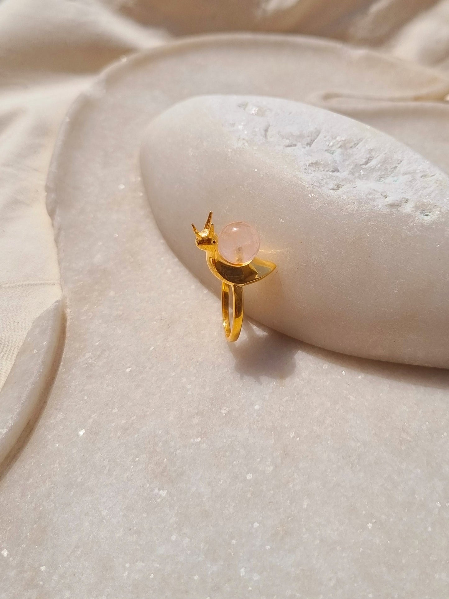 snail - Rose Quartz Ring