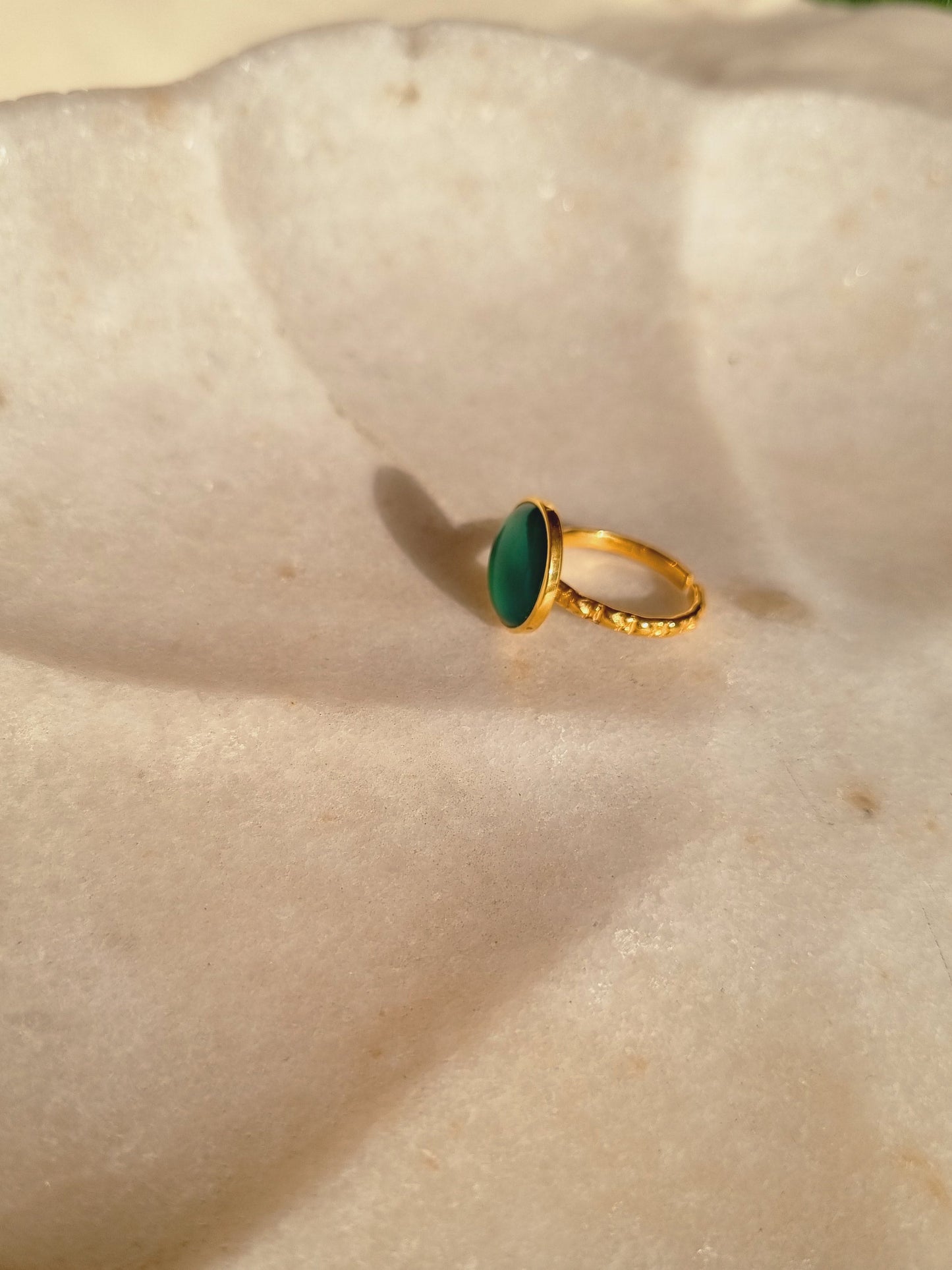 surya - Green Onyx Sun Ring