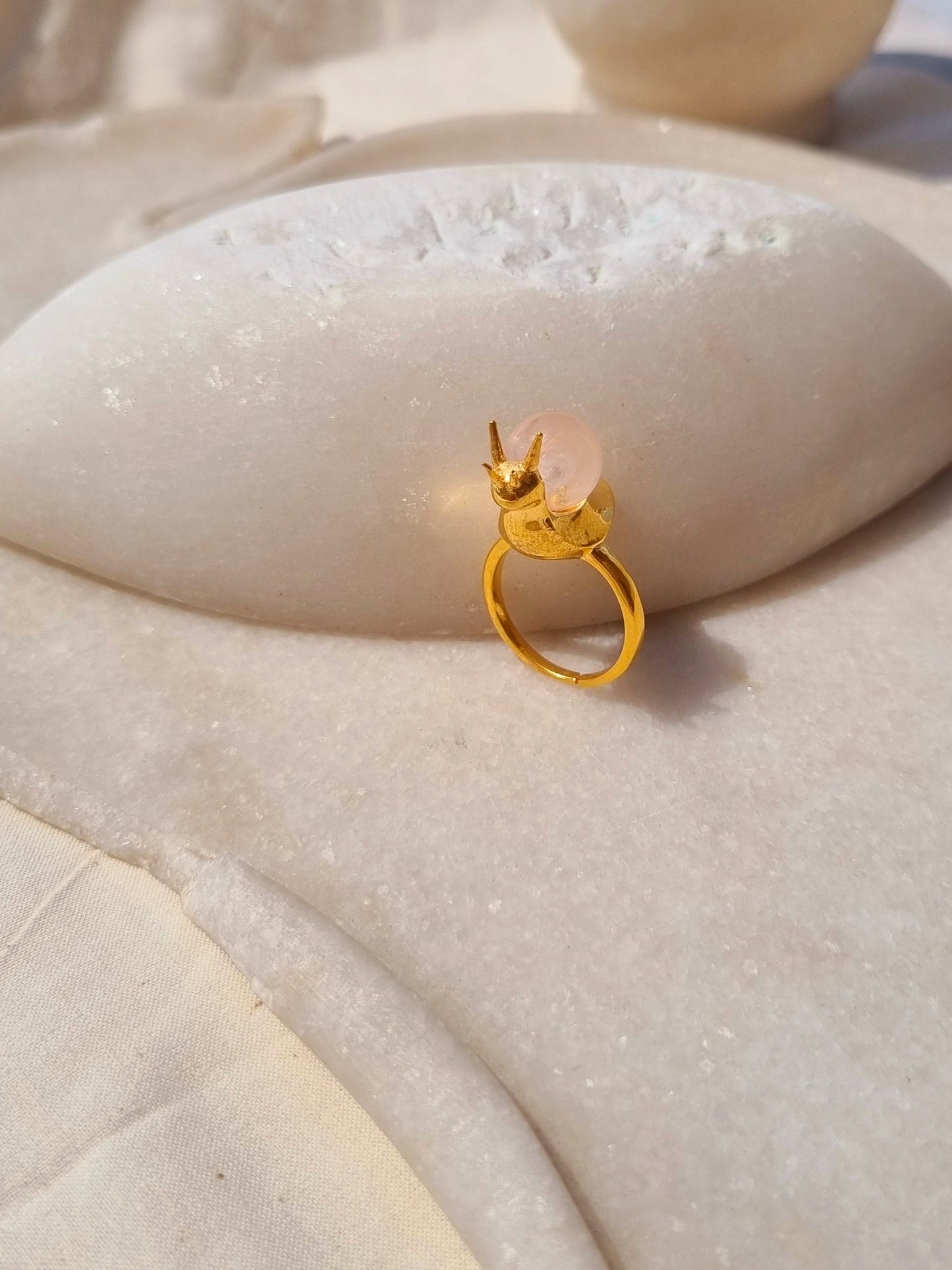 snail - Rose Quartz Ring