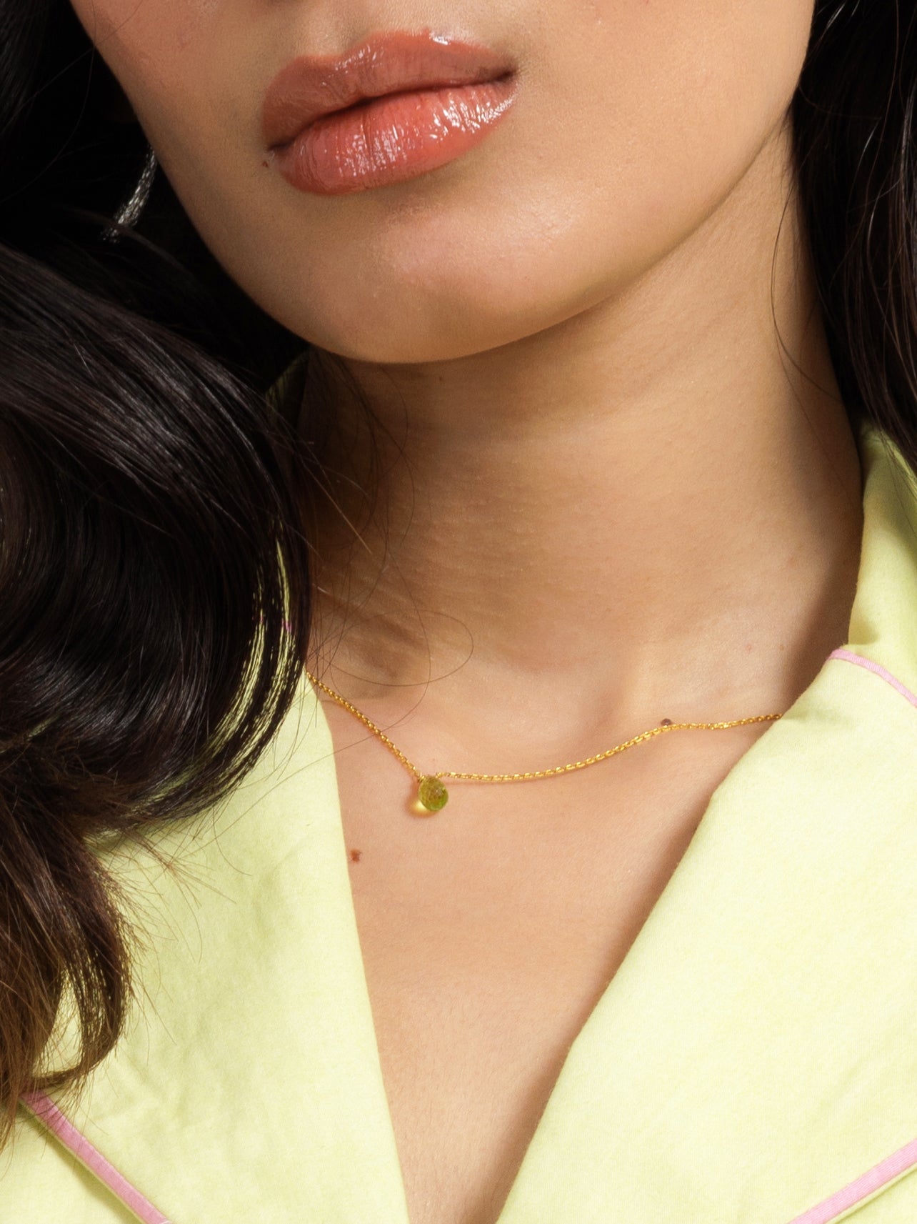 visno - Peridot Tear shaped Drop Pendant