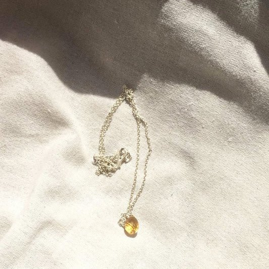 visno - Citrine Tear shaped Drop Pendant